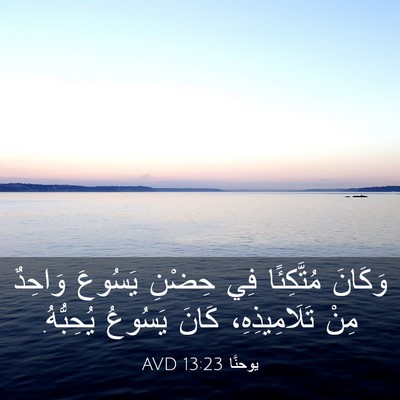 Picture 03 - يوحنَّا 13:23 AVD - وَكَانَ مُتَّكِئًا فِي - Bible Verse Picture