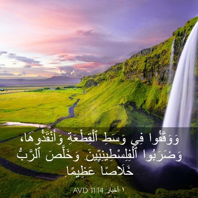 Picture 03 - ١ أخبار 11:14 AVD - وَوَقَفُوا فِي وَسَطِ - Bible Verse Picture