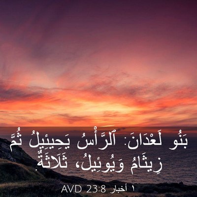 Picture 03 - ١ أخبار 23:8 AVD - بَنُو لَعْدَانَ: ٱلرَّأْسُ - Bible Verse Picture