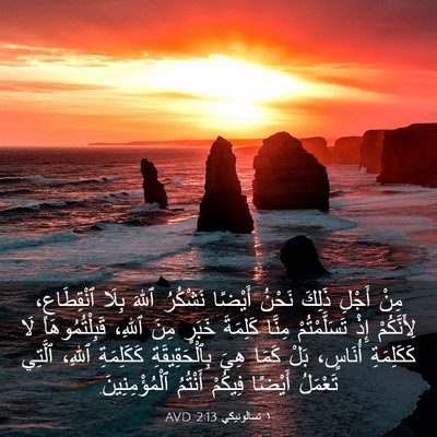 Picture 03 - ١ تسالونيكي 2:13 AVD - مِنْ أَجْلِ ذَلِكَ نَحْنُ - Bible Verse Picture