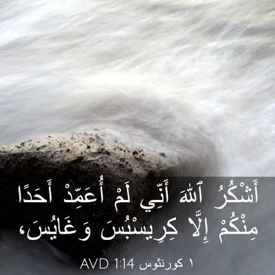 Picture 03 - ١ كورنثوس 1:14 AVD - أَشْكُرُ ٱللهَ أَنِّي لَمْ - Bible Verse Picture