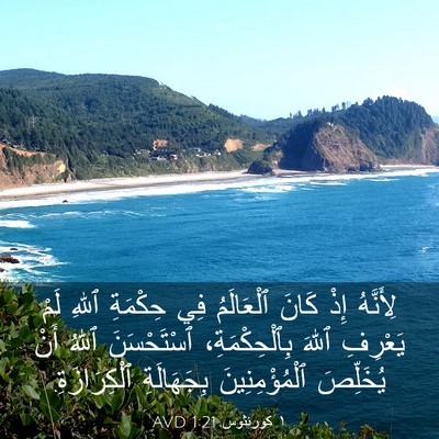 Picture 03 - ١ كورنثوس 1:21 AVD - لِأَنَّهُ إِذْ كَانَ - Bible Verse Picture