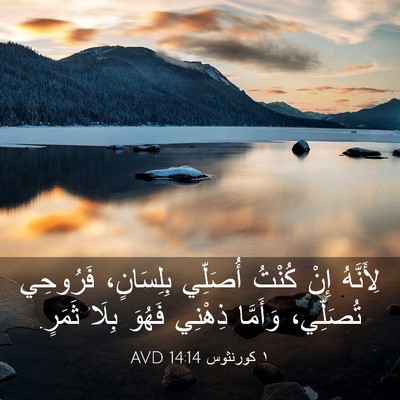 Picture 03 - ١ كورنثوس 14:14 AVD - لِأَنَّهُ إِنْ كُنْتُ - Bible Verse Picture