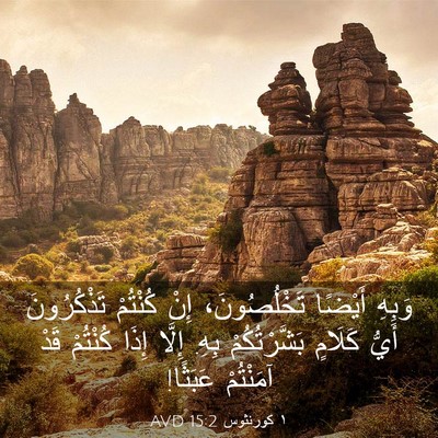 Picture 03 - ١ كورنثوس 15:2 AVD - وَبِهِ أَيْضًا - Bible Verse Picture