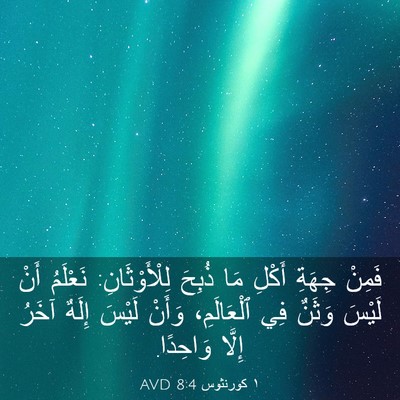 Picture 03 - ١ كورنثوس 8:4 AVD - فَمِنْ جِهَةِ أَكْلِ مَا - Bible Verse Picture