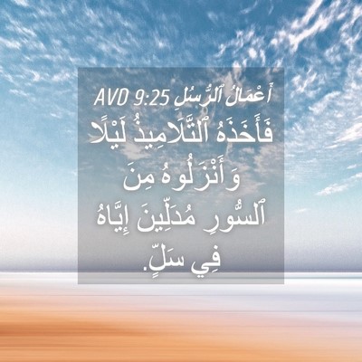Picture 04 - أَعْمَالُ ٱلرُّسُلِ 9:25 AVD - فَأَخَذَهُ ٱلتَّلَامِيذُ - Bible Verse Picture