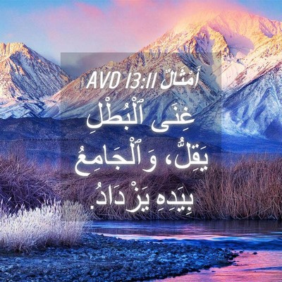 Picture 04 - أَمْثَالٌ 13:11 AVD - غِنَى ٱلْبُطْلِ يَقِلُّ، - Bible Verse Picture