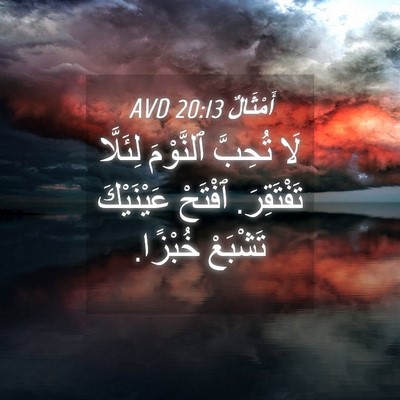 Picture 04 - أَمْثَالٌ 20:13 AVD - لَا تُحِبَّ ٱلنَّوْمَ - Bible Verse Picture