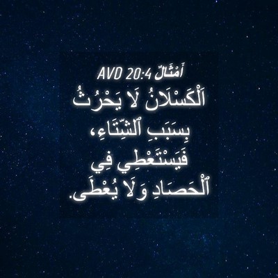 Picture 04 - أَمْثَالٌ 20:4 AVD - اَلْكَسْلَانُ لَا - Bible Verse Picture