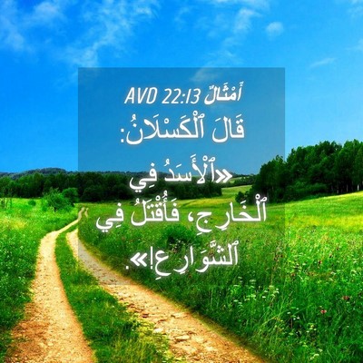 Picture 04 - أَمْثَالٌ 22:13 AVD - قَالَ ٱلْكَسْلَانُ: - Bible Verse Picture