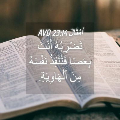 Picture 04 - أَمْثَالٌ 23:14 AVD - تَضْرِبُهُ أَنْتَ بِعَصًا - Bible Verse Picture