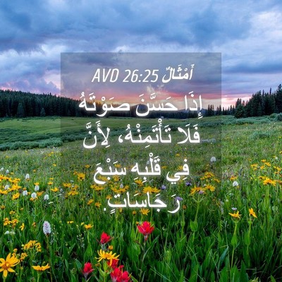 Picture 04 - أَمْثَالٌ 26:25 AVD - إِذَا حَسَّنَ صَوْتَهُ - Bible Verse Picture