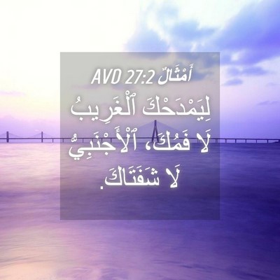 Picture 04 - أَمْثَالٌ 27:2 AVD - لِيَمْدَحْكَ ٱلْغَرِيبُ - Bible Verse Picture