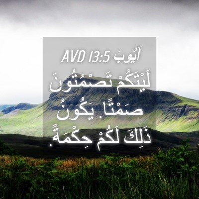 Picture 04 - أَيُّوبَ 13:5 AVD - لَيْتَكُمْ تَصْمُتُونَ - Bible Verse Picture