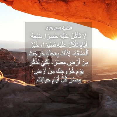 Picture 04 - اَلتَّثْنِيَة 16:3 AVD - لَا تَأْكُلْ عَلَيْهِ - Bible Verse Picture