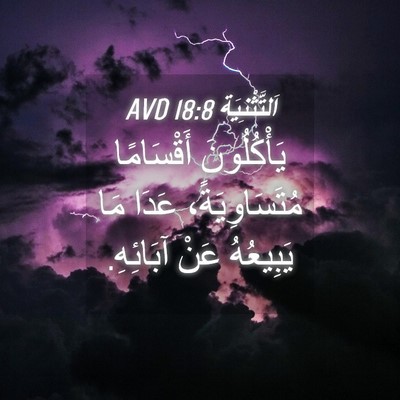 Picture 04 - اَلتَّثْنِيَة 18:8 AVD - يَأْكُلُونَ أَقْسَامًا - Bible Verse Picture