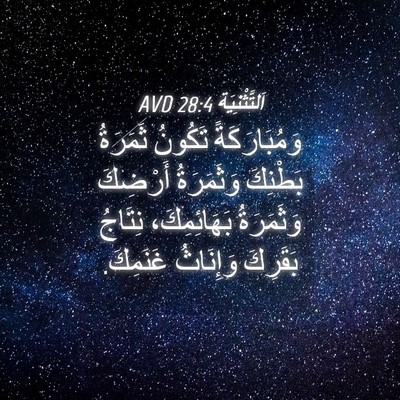 Picture 04 - اَلتَّثْنِيَة 28:4 AVD - وَمُبَارَكَةً تَكُونُ - Bible Verse Picture