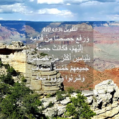 Picture 04 - اَلتَّكْوِينُ 43:34 AVD - وَرَفَعَ حِصَصًا مِنْ - Bible Verse Picture