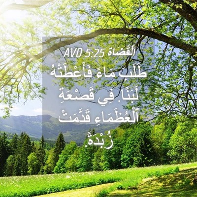 Picture 04 - اَلْقُضَاة 5:25 AVD - طَلَبَ مَاءً فَأَعْطَتْهُ - Bible Verse Picture