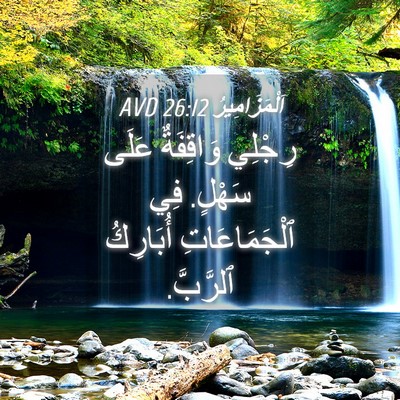 Picture 04 - اَلْمَزَامِيرُ 26:12 AVD - رِجْلِي وَاقِفَةٌ عَلَى - Bible Verse Picture