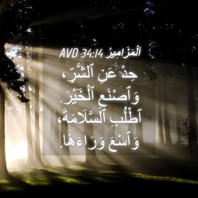 Picture 04 - اَلْمَزَامِيرُ 34:14 AVD - حِدْ عَنِ ٱلشَّرِّ، - Bible Verse Picture