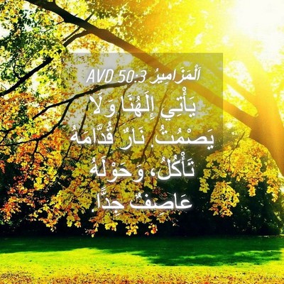 Picture 04 - اَلْمَزَامِيرُ 50:3 AVD - يَأْتِي إِلَهُنَا وَلَا - Bible Verse Picture