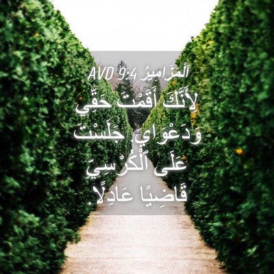 Picture 04 - اَلْمَزَامِيرُ 9:4 AVD - لِأَنَّكَ أَقَمْتَ حَقِّي - Bible Verse Picture