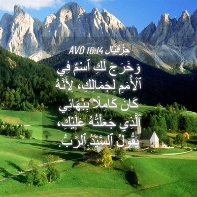 Picture 04 - حِزْقِيَال 16:14 AVD - وَخَرَجَ لَكِ ٱسْمٌ فِي - Bible Verse Picture