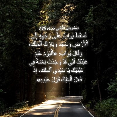 Picture 04 - صَمُوئِيلَ ٱلثَّانِي 14:22 AVD - فَسَقَطَ يُوآبُ عَلَى - Bible Verse Picture
