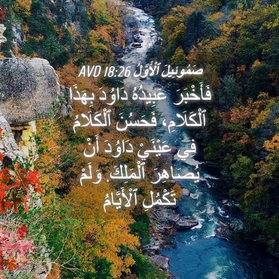 Picture 04 - صَمُوئِيلَ ٱلْأَوَّلُ 18:26 AVD - فَأَخْبَرَ عَبِيدُهُ - Bible Verse Picture