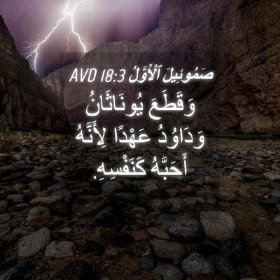 Picture 04 - صَمُوئِيلَ ٱلْأَوَّلُ 18:3 AVD - وَقَطَعَ يُونَاثَانُ - Bible Verse Picture