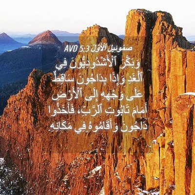 Picture 04 - صَمُوئِيلَ ٱلْأَوَّلُ 5:3 AVD - وَبَكَّرَ - Bible Verse Picture