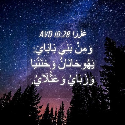 Picture 04 - عَزْرَا 10:28 AVD - وَمِنْ بَنِي بَابَايَ: - Bible Verse Picture
