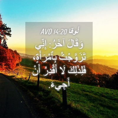 Picture 04 - لُوقا 14:20 AVD - وَقَالَ آخَرُ: إِنِّي - Bible Verse Picture