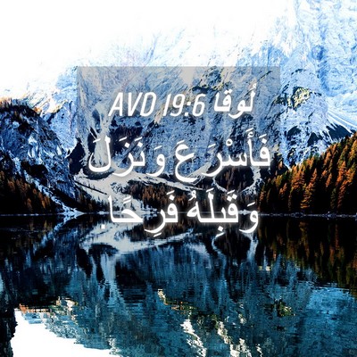 Picture 04 - لُوقا 19:6 AVD - فَأَسْرَعَ وَنَزَلَ - Bible Verse Picture