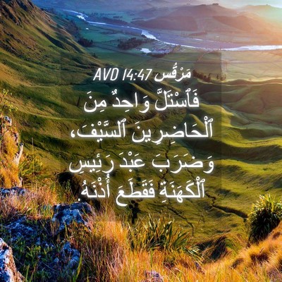 Picture 04 - مَرْقُس 14:47 AVD - فَٱسْتَلَّ وَاحِدٌ مِنَ - Bible Verse Picture