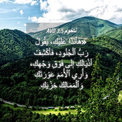 Picture 04 - نَاحُوم 3:5 AVD - «هَأَنَذَا عَلَيْكِ، - Bible Verse Picture