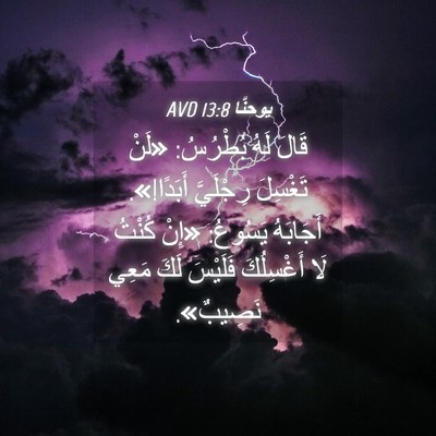 Picture 04 - يوحنَّا 13:8 AVD - قَالَ لَهُ بُطْرُسُ: «لَنْ - Bible Verse Picture