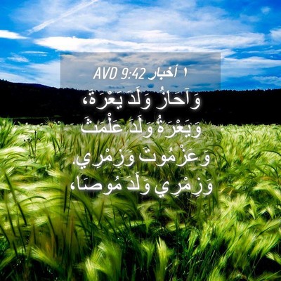 Picture 04 - ١ أخبار 9:42 AVD - وَآحَازُ وَلَدَ يَعْرَةَ، - Bible Verse Picture