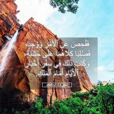 Picture 05 - أَسْتِير 2:23 AVD - فَفُحِصَ عَنِ ٱلْأَمْرِ - Bible Verse Picture