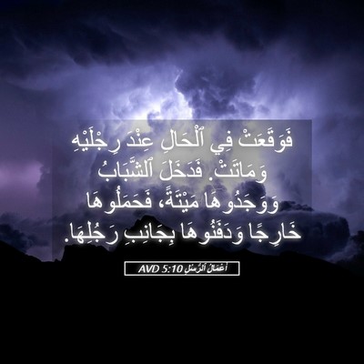 Picture 05 - أَعْمَالُ ٱلرُّسُلِ 5:10 AVD - فَوَقَعَتْ فِي ٱلْحَالِ - Bible Verse Picture
