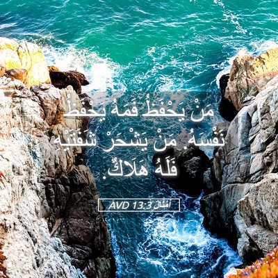 Picture 05 - أَمْثَالٌ 13:3 AVD - مَنْ يَحْفَظُ فَمَهُ - Bible Verse Picture