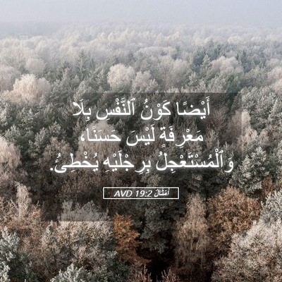Picture 05 - أَمْثَالٌ 19:2 AVD - أَيْضًا كَوْنُ ٱلنَّفْسِ - Bible Verse Picture