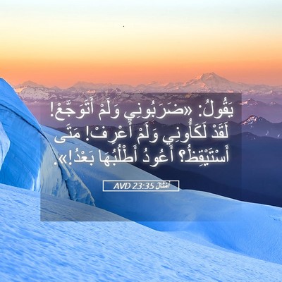 Picture 05 - أَمْثَالٌ 23:35 AVD - يَقُولُ: «ضَرَبُونِي - Bible Verse Picture