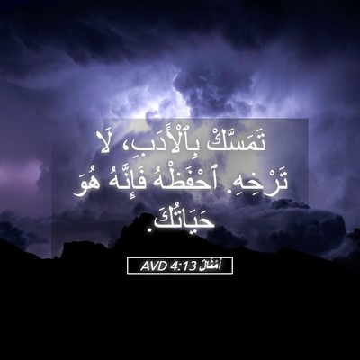 Picture 05 - أَمْثَالٌ 4:13 AVD - تَمَسَّكْ بِٱلْأَدَبِ، - Bible Verse Picture