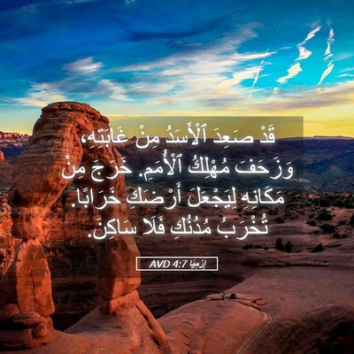 Picture 05 - إِرْمِيَا 4:7 AVD - قَدْ صَعِدَ ٱلْأَسَدُ مِنْ - Bible Verse Picture
