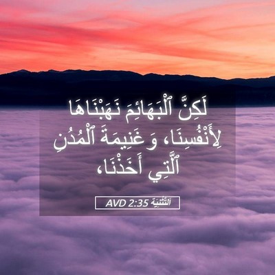Picture 05 - اَلتَّثْنِيَة 2:35 AVD - لَكِنَّ ٱلْبَهَائِمَ - Bible Verse Picture