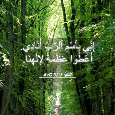 Picture 05 - اَلتَّثْنِيَة 32:3 AVD - إِنِّي بِٱسْمِ ٱلرَّبِّ - Bible Verse Picture