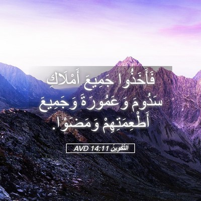 Picture 05 - اَلتَّكْوِينُ 14:11 AVD - فَأَخَذُوا جَمِيعَ - Bible Verse Picture