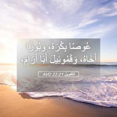 Picture 05 - اَلتَّكْوِينُ 22:21 AVD - عُوصًا بِكْرَهُ، وَبُوزًا - Bible Verse Picture